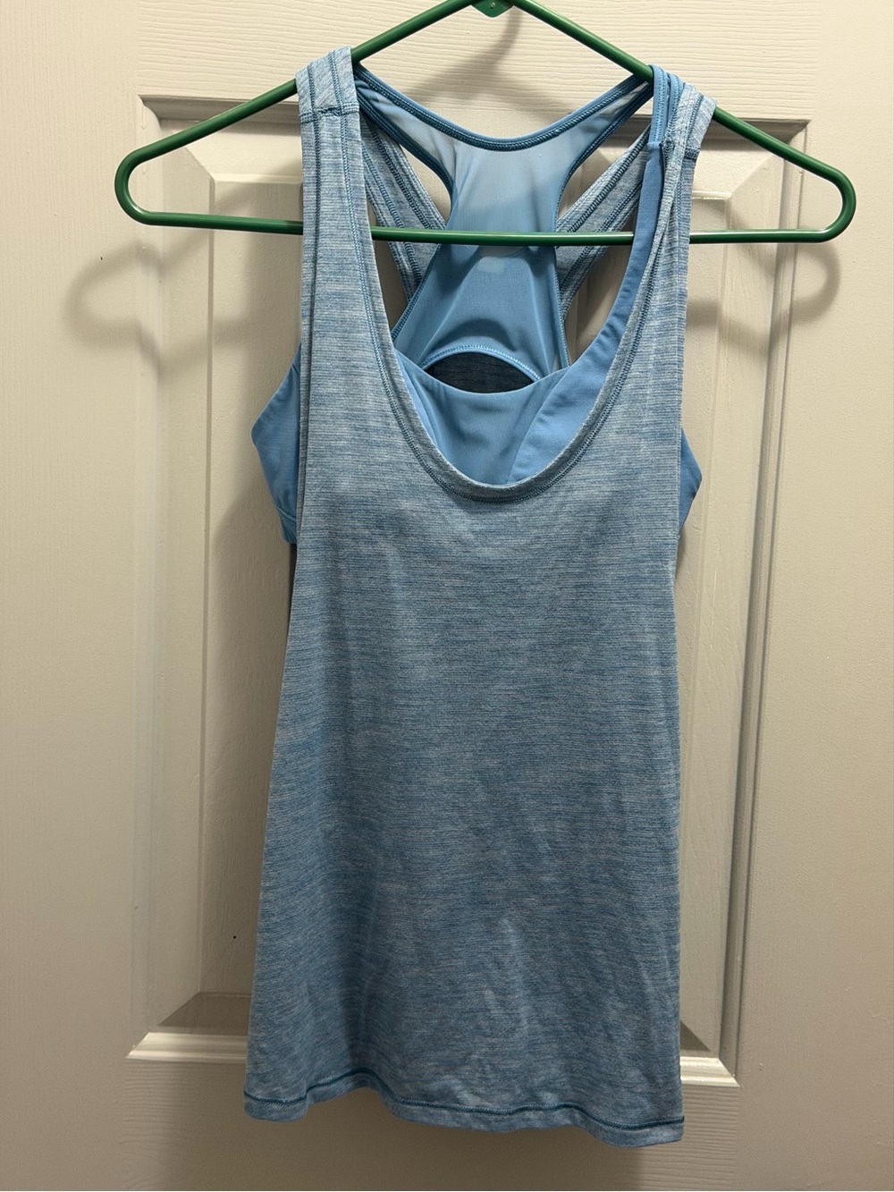 Lululemon Glide and Stride Tank w/Bra Heathered Blue Illuminight Size 4